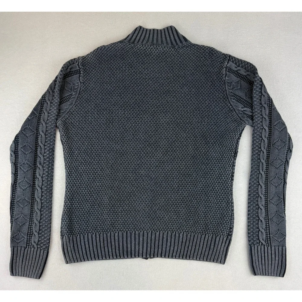 Carbon 2 Cobalt Full Zip Sweater‎ Mens Large Blue Gray Linen Cotton Cable Knit